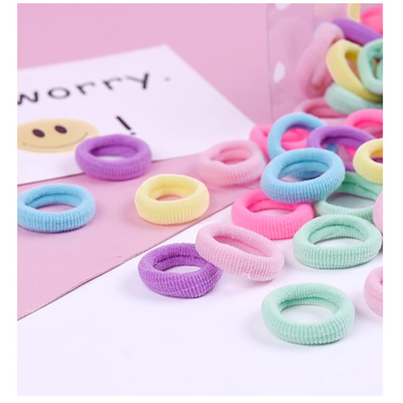FEIFEI'S BOW 100 Mini Multicolor Hair Ponios Endless Elastics Bobbles