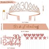 Jonvell 30th Birthday Sash and Tiara for Women, Rose Gold