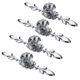 Joyindecor Crystal Drawer Pulls with Backplates, Antique Diamond Glass Cabinet Knobs for Kitchen, Dresser and Cupboard, 4 Pack (Silver)