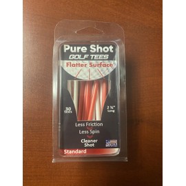 HD Products Pure Shot Golf Tee (20 per Package) 2-3/4" Long with 0.38" Wide Head. Flatter Head Resulting in No Reistance, Designed to Have Zero Interference on The Golf Ball. (20) (Red)
