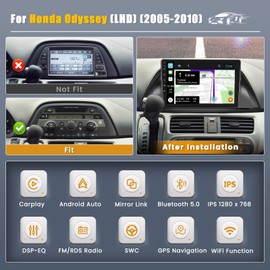Inefala 6+128G Radio for Honda Odyssey 2005 2006 2007 2008 2009 2010 CarPlay Android 15 Stereo Upgrade 8 Core 10.1'' Touch Screen GPS Navigation AHD Backup Camera
