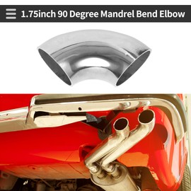 Motoforti 2 Pcs 90 Degree Mandrel Bend Elbow Car Modified Exhaust Pipe Tubing Piping 1.75" Inch OD Thickness 1.5mm/16GA 48x125x1.5mm 201 Stainless Steel 2pcs
