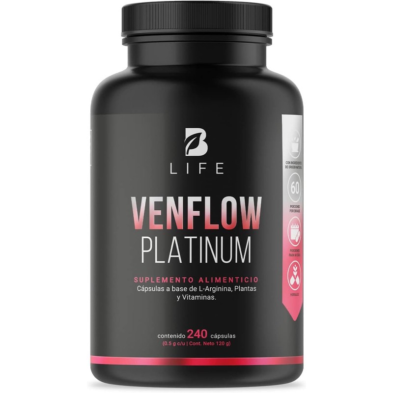 B Life Venflow Platinum con L-Arginina y Resveratrol 240 Cápsulas