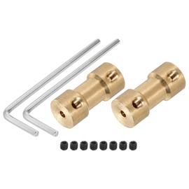 MECCANIXITY 2mm to 2.3mm Bore Rigid Coupling 20mm Length 9mm Dia M3 Brass Shaft Coupler Connector for 3D Printers DIY Car Boat Copper Tone, with 2pcs Coupling, 8pcs Screws, 2pcs Wrench