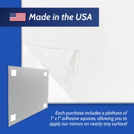 Duco USA-Made Acrylic Mirror Sheet 1/8 Inch Thick 12" x 16" (with Adhesives) - Pack of 4 Silver Frameless Plastic Mirror for Walls, Home Gyms, Bathrooms, & More - Shatter-Proof Mirrored Plexiglass