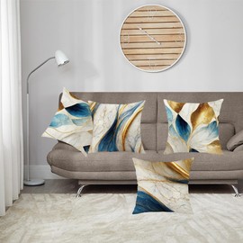 Decorative Throw Pillow Covers Set of 4, 18x18 Inch Square Cushion Covers Decoration Pillowcases Linen Cushion Case for Sofa Patio Living Room Couch Home (Veined Marble, 45x45cm/18x18inch/4pcs)