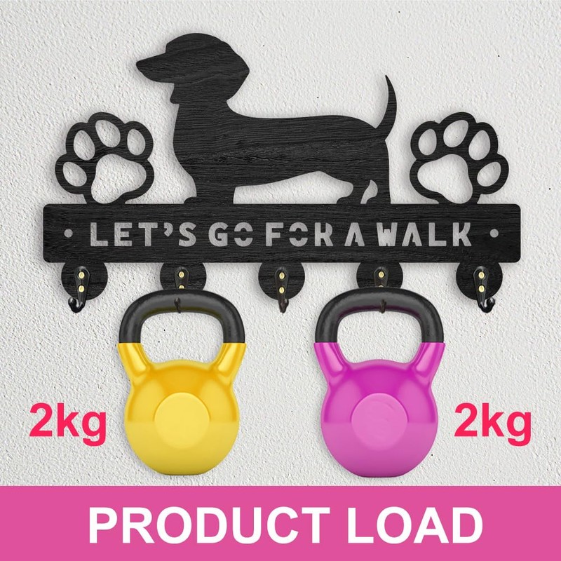ORIGACH Dachshund Dog Wooden Key Holder for Wall Black Wood