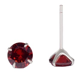 Gram Jewelry: Women's Birthstone Earrings, Single Earring, Zirconia, Hypoallergenic, Simple, Platinum, 925 Silver, Birthday, Gift, For Women, 4 mm, Sterling Silver Cubic Zirconia