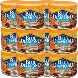 Blue Diamond X12 Blue Diamond ALMONDS Honey Roasted Salty Sweet 12-Pack 6 OZ Cans FREE SHIP