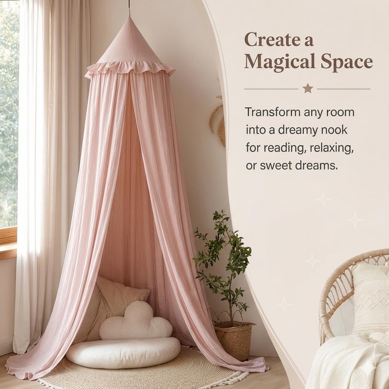 Bed Canopy for Girls, Princess Crib Canopy for Nursery, Dreamy
