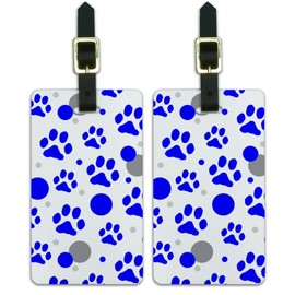 Graphics & More Luggage Suitcase Carry-on Id Tags-Paw Print Cat Dog-Blue, White