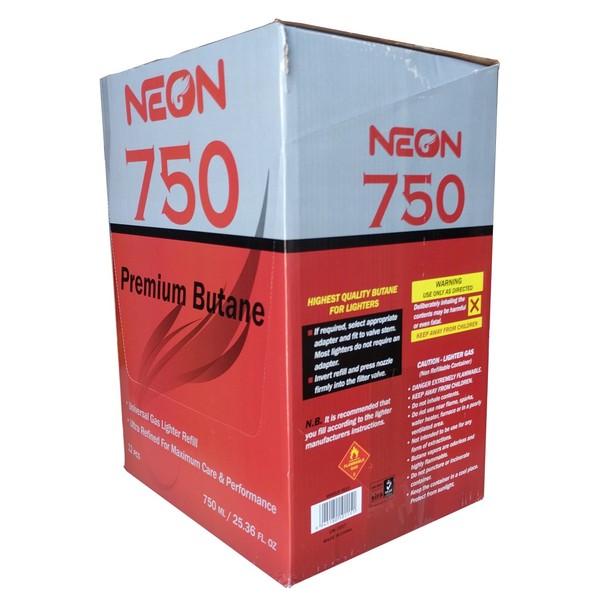Neon Butane - 11x Ultra Refined 750ml Universal Gas Lighter Refill - Near Zero Impurity - 16 cans
