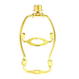 5 inch Lamp Shade Harp and E26 UNO Adapter with Finial Set, Fit for Washer Fitter or UNO Fitter Style Lamp Shades for Table Lamps and Floor Lamps (Brass)
