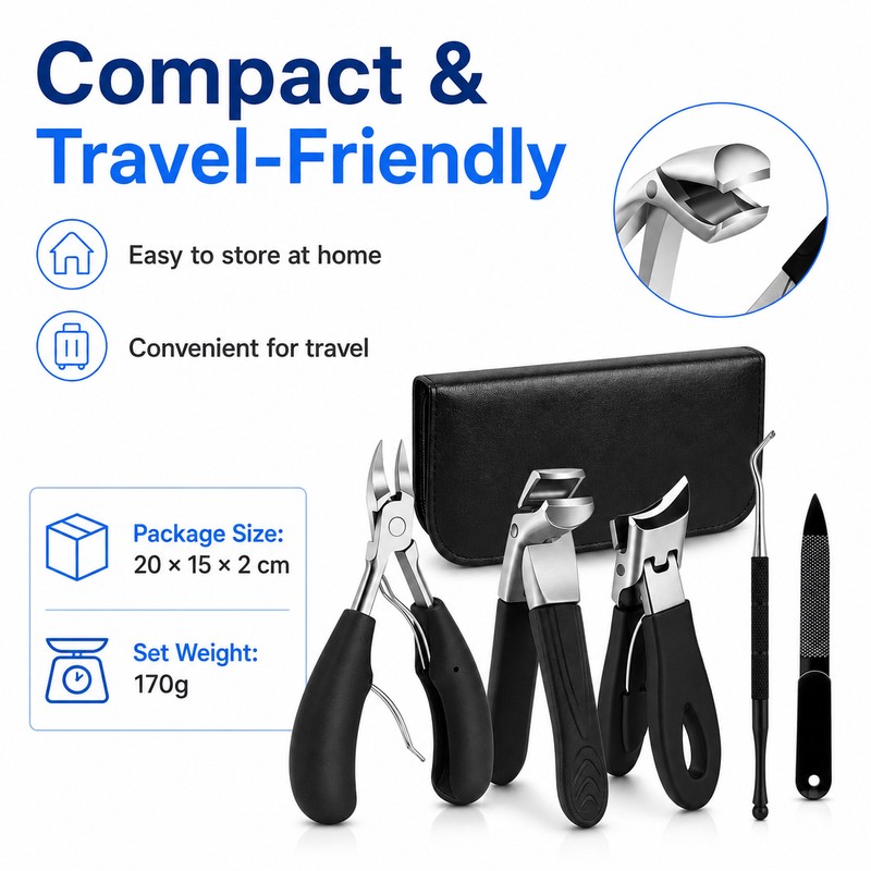 5-Piece Ingrown Toenail Tool Kit for Thick Nails – Curved