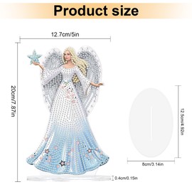 Kit de adorno de computadora para pintura de diamantes, figura de ángel, decoración de mesa de acrílico, diamante para adultos, forma especial, pintura de diamantes, decoración de mesa para el hogar y