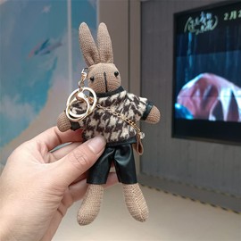 YEHJDSMD Cute Cartoon Rabbit Keychain Rabbit Doll Key Bag Pendant Charm Key Ring On Bag Car Key Accessorie for Women Lovers Friends Girls, Brown