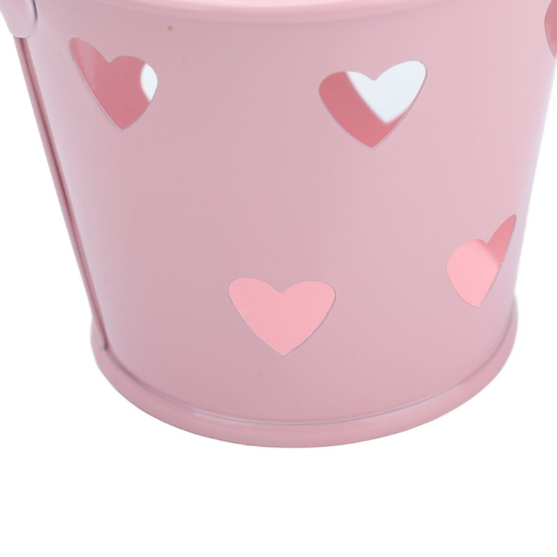 12pcs Mini Metal Bucket Hollow Heart Shaped Bucket with Handle