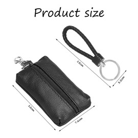 TYGFRT 1 Leather Key Bag, 1 Leather Key Chain, Car Key Bag, Men'S And Women'S Small Bags, Black Storage Bag, Key Wallet