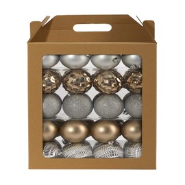Nearly Natural Holiday Shatterproof, 40 Count Christmas Tree Ornament Box Set, 80mm with Re-Useable Box