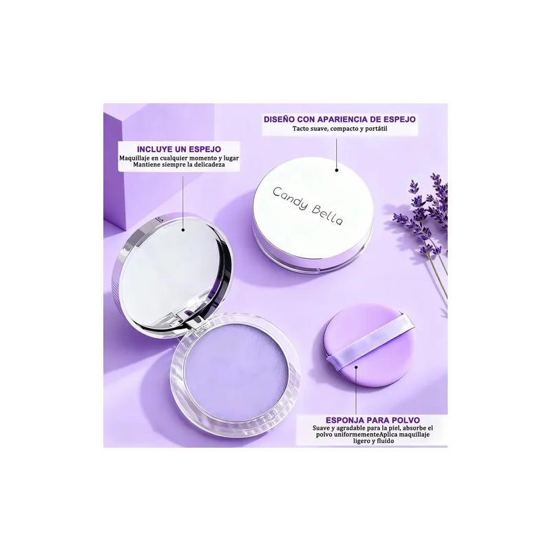 Base Maquillaje Polvo Compacto Matte Con Espejo Lavanda