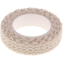 Beige Self-Adhesive Lace Washi Tape – 2 Yards Cotton Fabric Ribbon Trim,Decorative Sticky Tape for DIY Crafts, Scrapbook,Card Making, Wedding Album,and Embellishment Projects,Crochet Lace Masking Tape