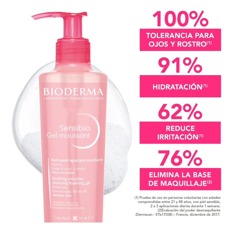 Bioderma Sensibio Gel Moussant, Gel Micelar Limpiador, 200ml