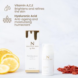 Beautiful Skin Pearl Glow Serum - Serum With Hyaluronic Acid and Vitamins A, C & E Face Serum for Women - Face Serum for Women - Helps Skin Elasticity and Wrinkles - Skincare By Nadia