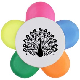 Azeeda 'Graceful Peacock Display' Flower Shape Highlighter Pen (HL00032386)