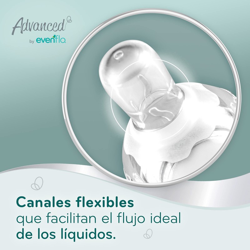 Advanced by Evenflo, Mamila Anticólicos, Flujo Rápido, Cuello Estándar, Paquete