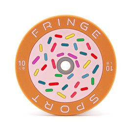 Fringe Sport Donut or Pizza 10lb Bumper Plate Drink Coaster Set, Set of 4 Donut or Pizza Weight Plate Coasters, Novelty Sports Gift for Weightlifters, Crossfitters, Athletes (Donut)