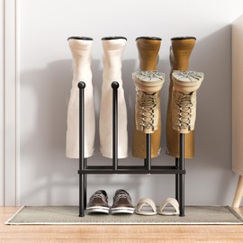 pickpiff Boot Rack Organizer Tall Boots, White Boot Storage Organizer Tall Boots for Closet, Entryway, Garage, Porch, Free Standing Shoe Racks for 4 Pairs