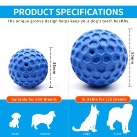 woeita Indestructible Squeaky Dog Ball – Durable Touch Chew Toy for Aggressive Chewers, Interactive Puppy Toy for Anxiety Boredom & Teething Relief (Blue, 55mm)