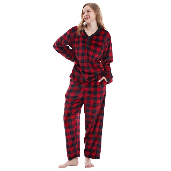 Istylish Christmas Pajamas Set Womens Fleece Pajama Sets Printed Sleepwear
