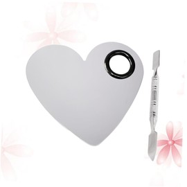 Mikinona Cosmetic Makeup Heart Shaped Palette Stainless Steel Blending Tool for Foundation and Mixing for Makeup Artists and Enthusiasts Includes Spatula for Versatile Use