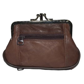 Leatherboss Genuine Leather Coin Purse Holder, Brown