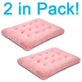 MOIRIG 2 Pack Washable Dog Bed, Deluxe Plush Dog Crate Beds with Anti-Slip, Comfy Kennel Pad Pet Sleeping Mat for Large, Medium and Small Dogs (2 Pack x Pink, 35.0" L x 23.0" W x 3.0" Th)