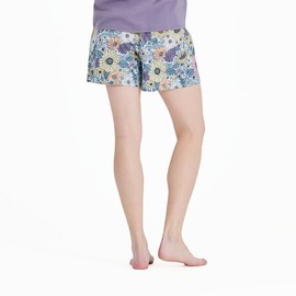 Life is Good Women's Sunshine Floral Snuggle Up Sleep Shorts, Glacier Blue, Large