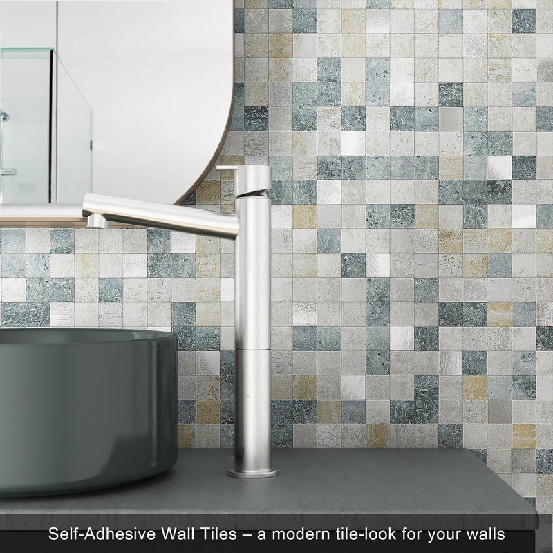 VAOVI Peel and Stick Self-Adhesive Marble Mosaic Wall Tile Backsplash