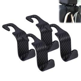 Amooca Car Seat Headrest Hook 4 Pack Hanger Universal Vehicle Car Storage Organizer for Handbag Purse Coat S Type Checkered Black