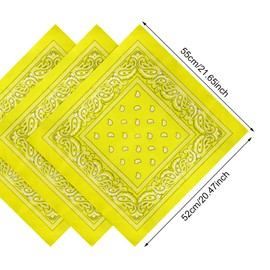 Pistha 48 Pack Bandanas for Women Men Cowboy Bandana Handkerchief Headband Face Mask Bulk for Party Costume (Classic, Yellow)