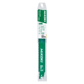 HiKOKI 0037-8017 Saber Saw Blade for Carpentry Demolition, Reciprocating Saw Blade, Total Length 7.9 inches (200 mm), Blade Thickness: 0.05 inches (1.3 mm), Number of Threads: 6/12, Progressive Pitch No. 136, Pack of 2