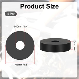 PATIKIL Multi Purpose Rubber Spacer, 4 Pcs 10mm ID x 40 OD x 10mm T Neoprene Round Anti-Vibration Isolation Pads Isolator Rubber Bushings Spacer Washer for HVAC Bolts Car Accessories