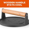 Commercial Chef Pre-Seasoned Cast Iron Press with Easy Grip Wooden