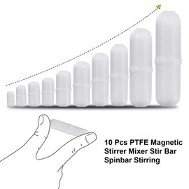 Noorlee - Mezclador magnético de 10 unidades de PTFE con agitador, barra giratoria, color blanco