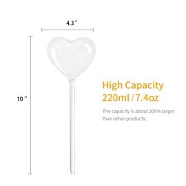 KiKiHeim Plant Waterer Self Watering Globes, Hand Blown Clear Glass Plant Watering Globes, Water Bulbs for Indoor Outdoor Plant, 2 Hearts