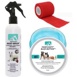 Forticept Hot Spot Treatment and Wound Care Kit for Dogs&Cats |Hotspot Wound Wash Spray 8oz + Wound Care Ointment 4oz + 2" 5 Yards Paw Bandage Wrap | First Aid Kit