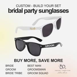 There Forever Studio Bachelorette Party Sunglasses Black – Bride Tribe & Bridesmaid Wedding Glasses Bulk (Custom - Build Your Set, 12)