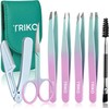 Triko Set 7 Pinzas para Cejas, Kit Profesional Acero Inoxidable,