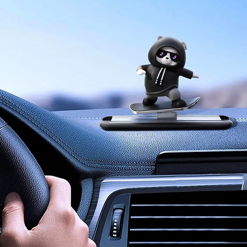 Roczential Skateboard Bear Dashboard Ornament, Skateboard Bear Car Ornament |