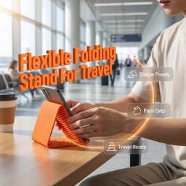 Genérico Soporte de Celular con Silicona y Aluminio, Soporte Ajustable y Flexible Anti-Deslizante para Escritorio, Compatible con Celular, Tablet y Laptop (1, Naranja, 7.87inX3.94in)